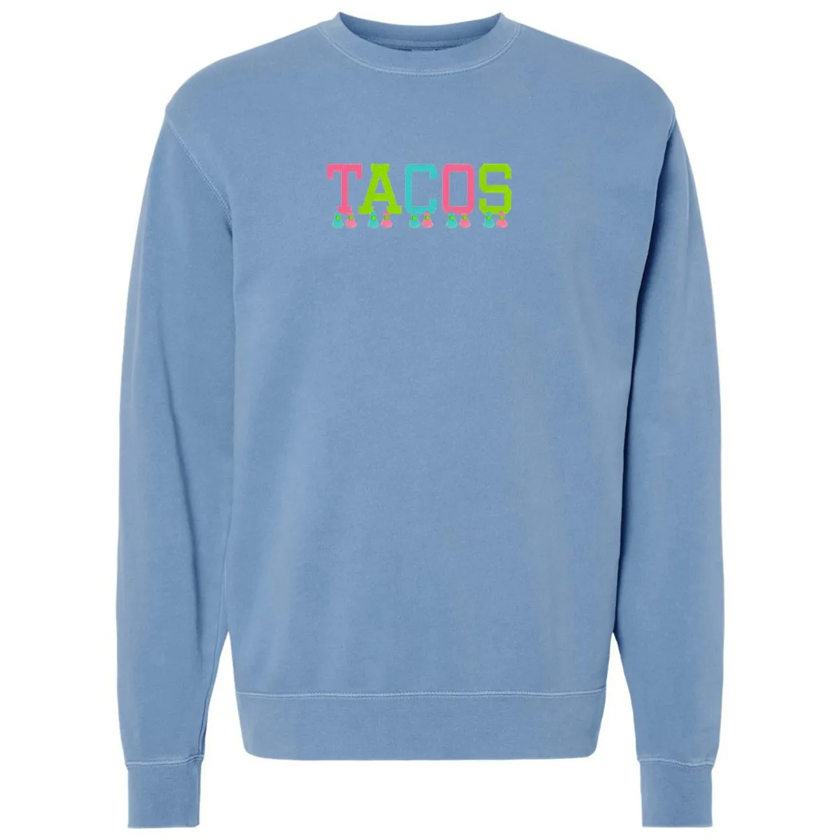 Embroidered Tasseled 'Tacos' Cozy Crew