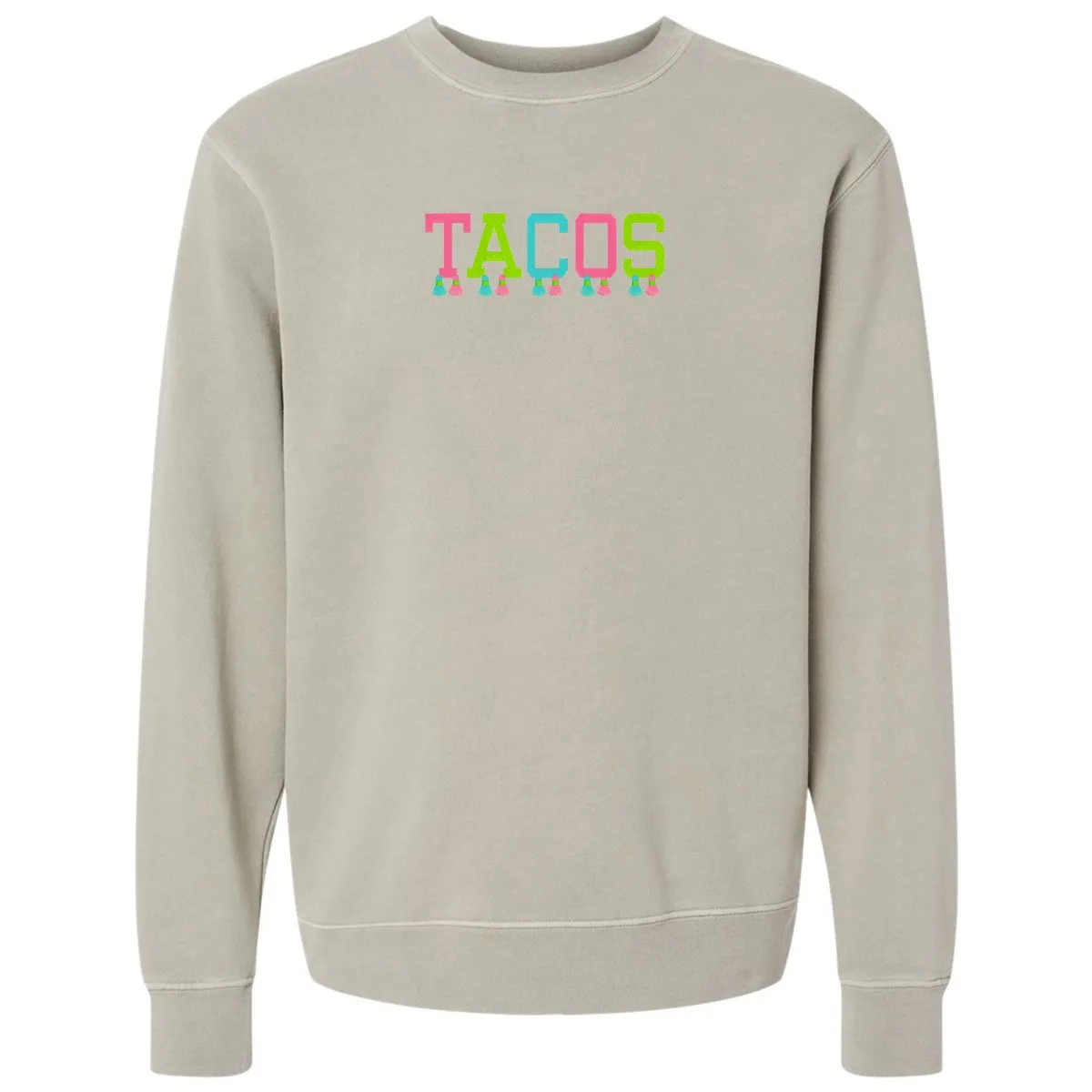 Embroidered Tasseled 'Tacos' Cozy Crew