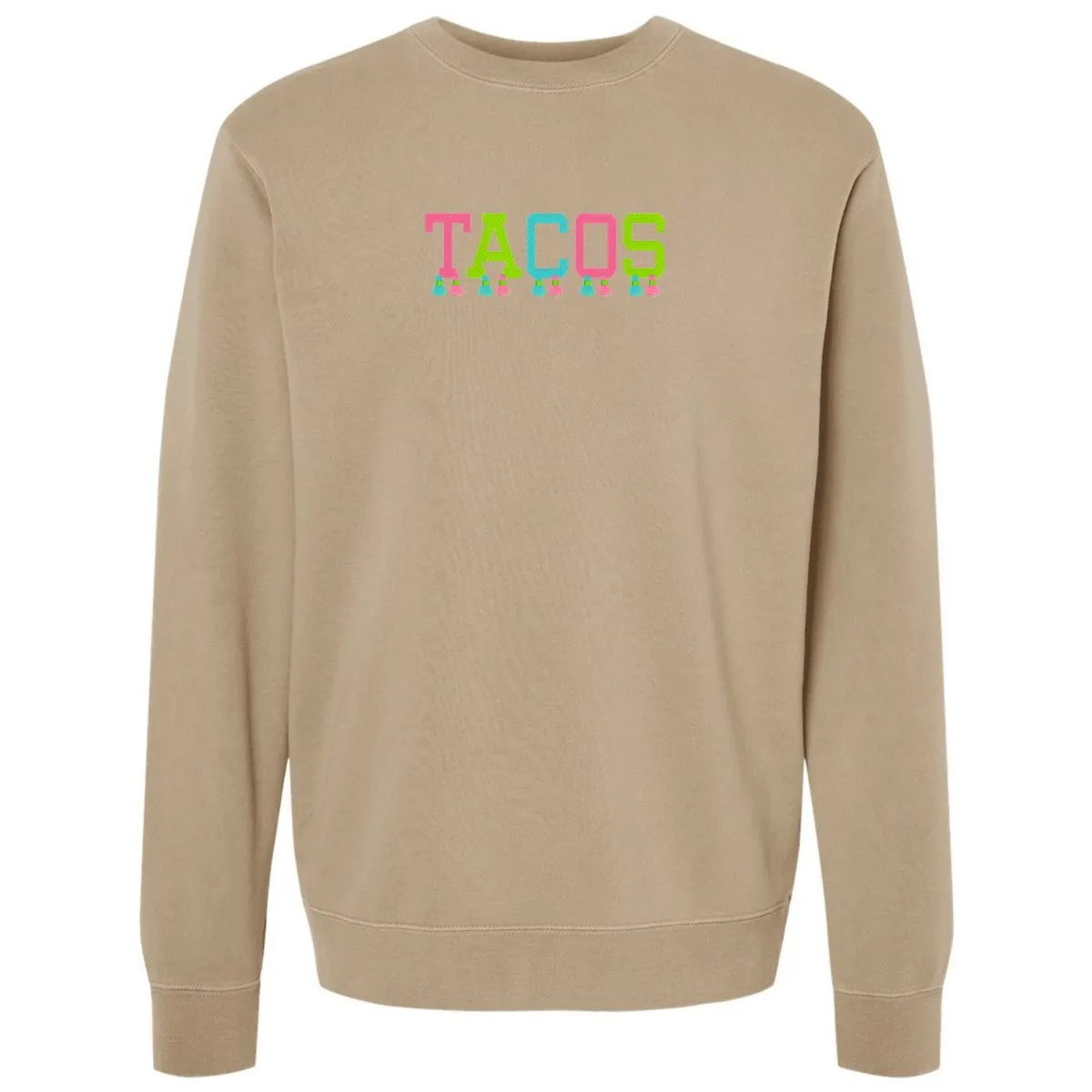 Embroidered Tasseled 'Tacos' Cozy Crew