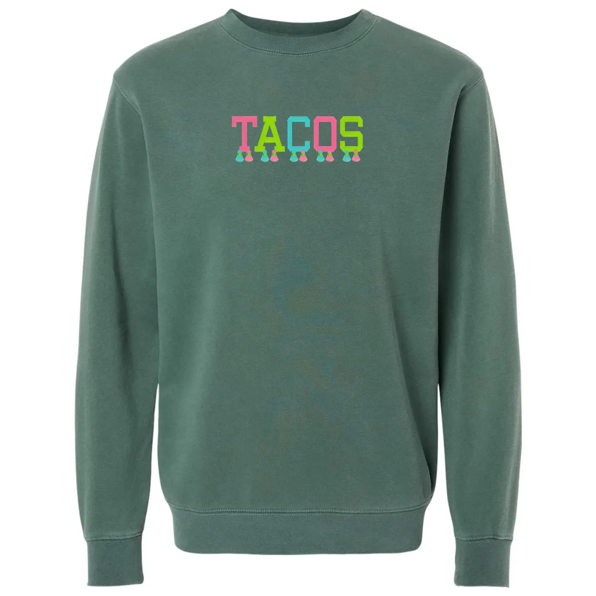 Embroidered Tasseled 'Tacos' Cozy Crew