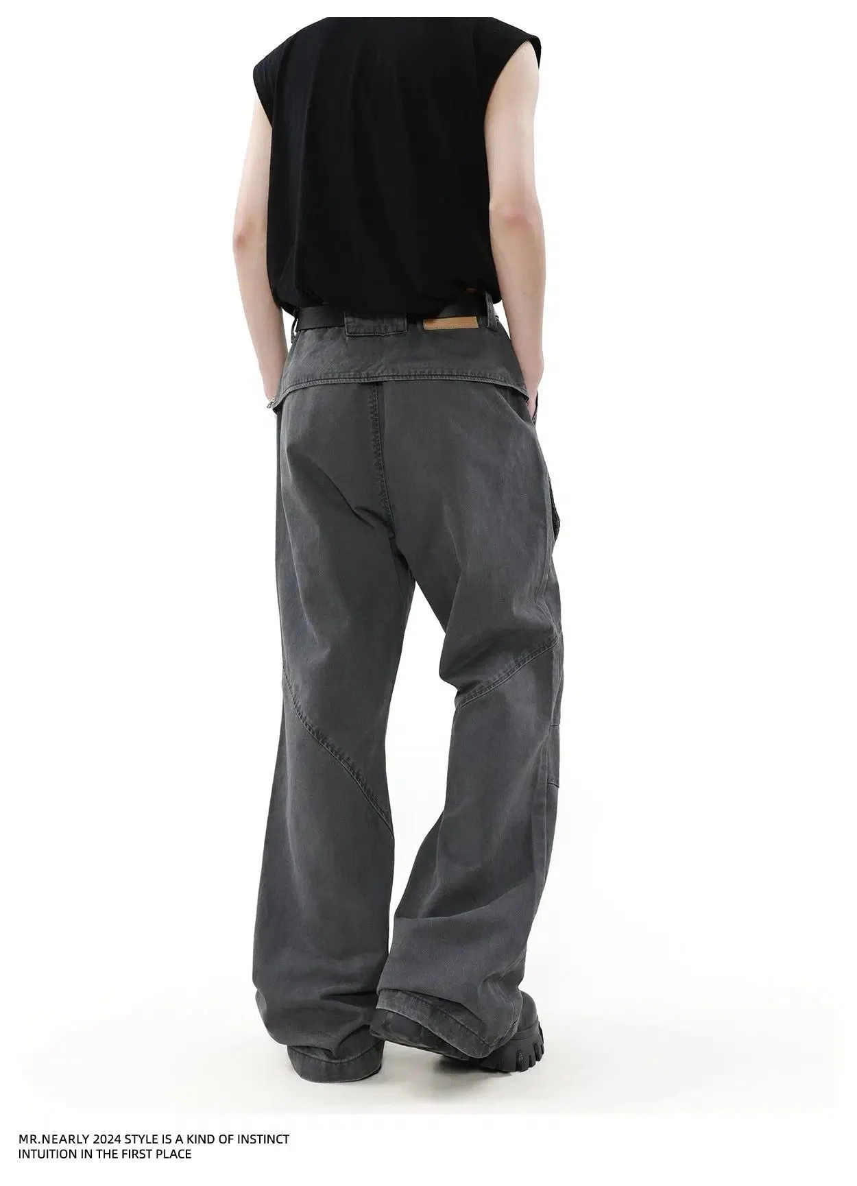 Faded Big Pocket Pleats Cargo Pants