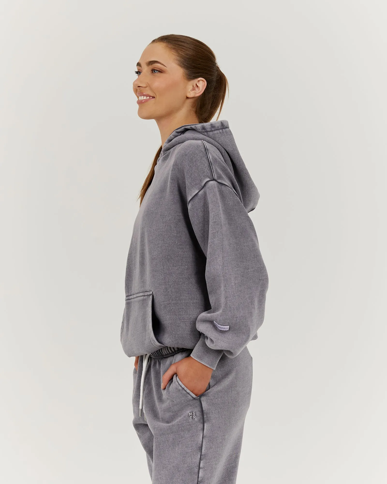 FADED OVERSIZED HOODIE - FADED GREY