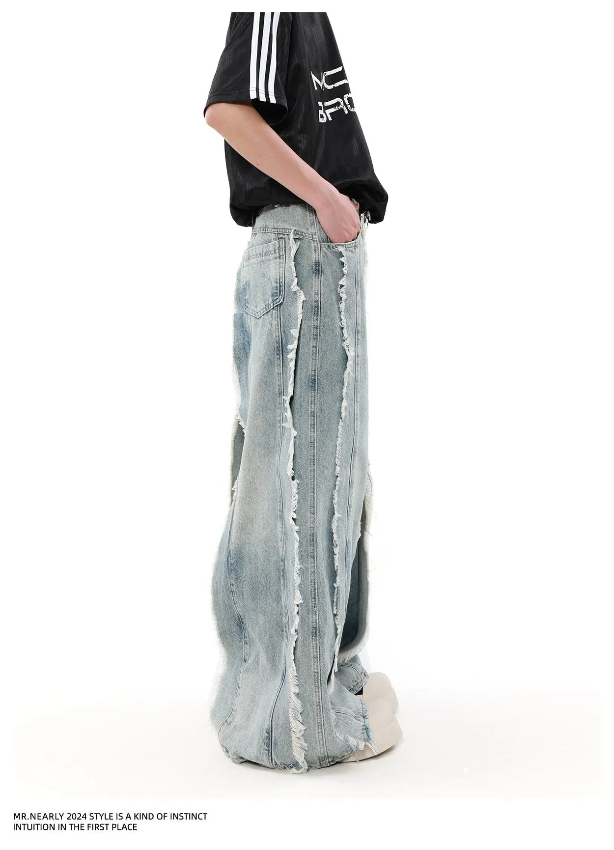 Faded Tassel Detail Jeans