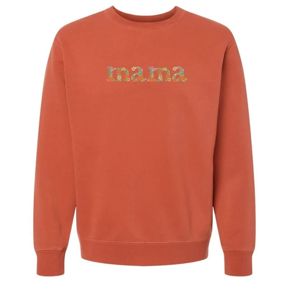 'Fall Floral Mama' Embroidered Cozy Crew