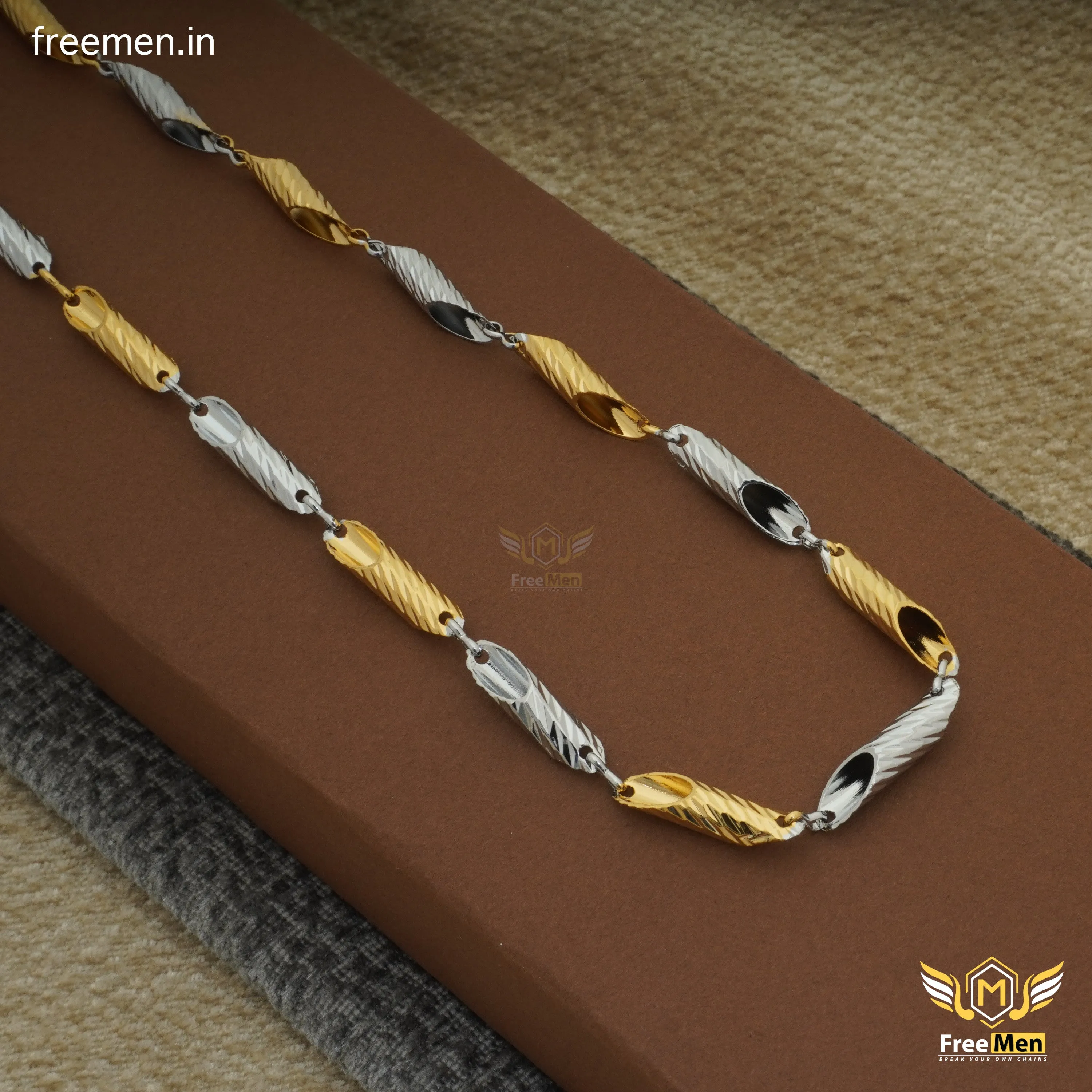 Freemen Elegant Rhodium Pipe Chain- FM389