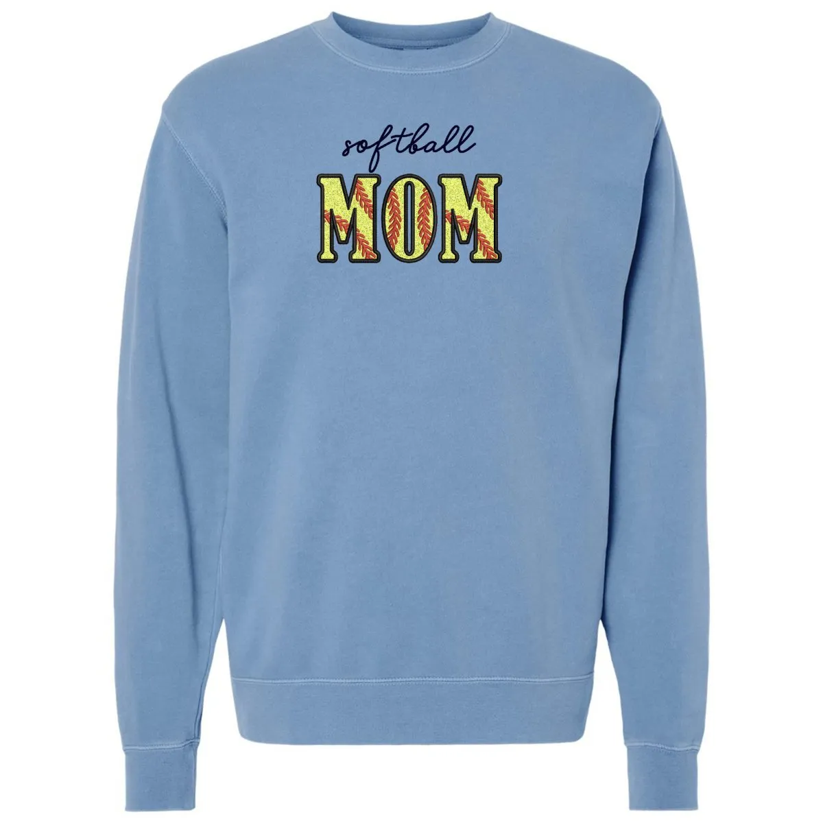 Glitter Embroidery 'Softball Mama/Mom' Cozy Crew