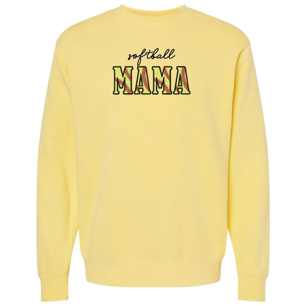 Glitter Embroidery 'Softball Mama/Mom' Cozy Crew