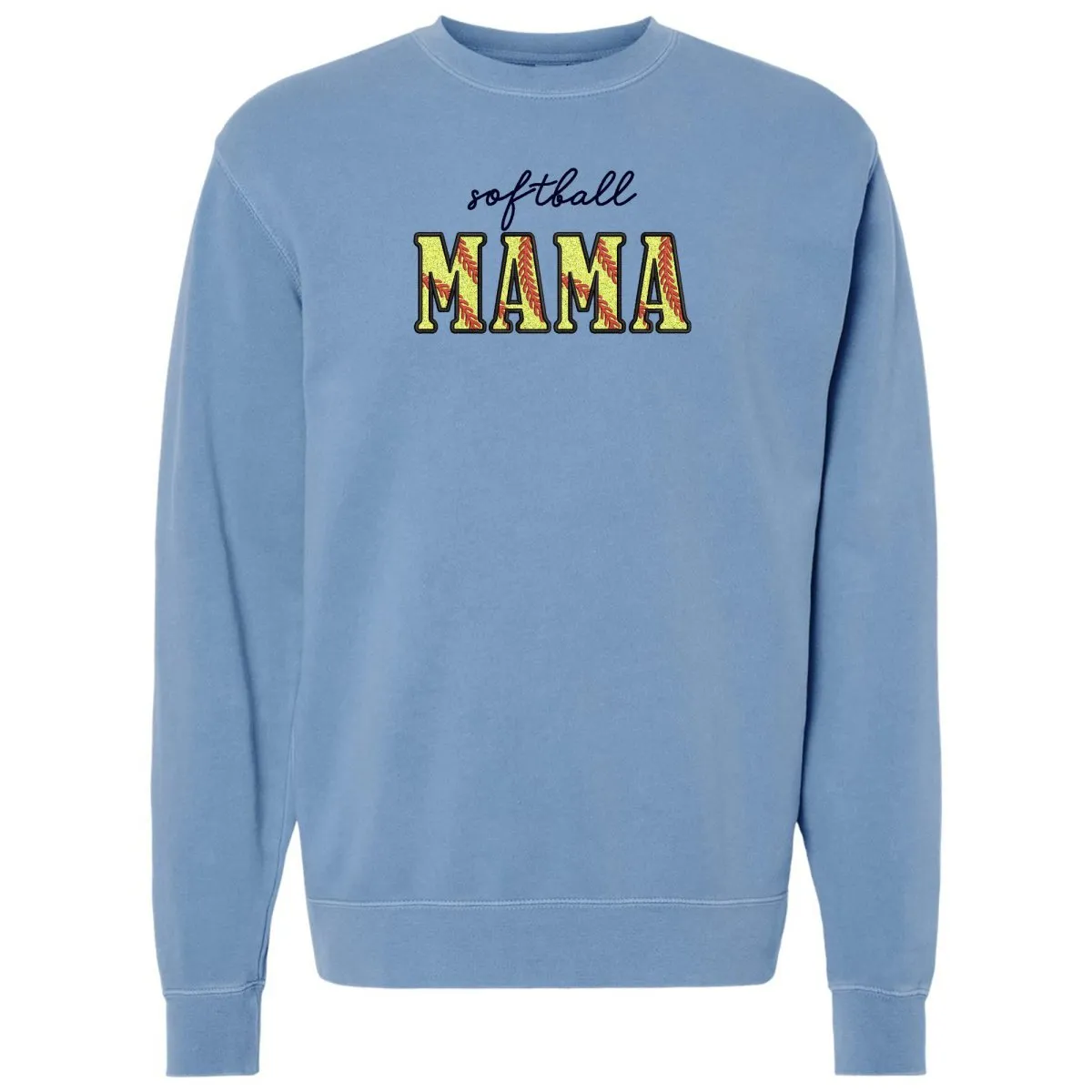 Glitter Embroidery 'Softball Mama/Mom' Cozy Crew