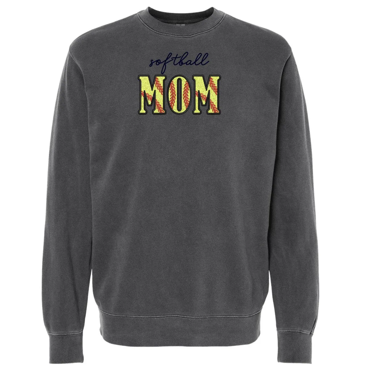 Glitter Embroidery 'Softball Mama/Mom' Cozy Crew