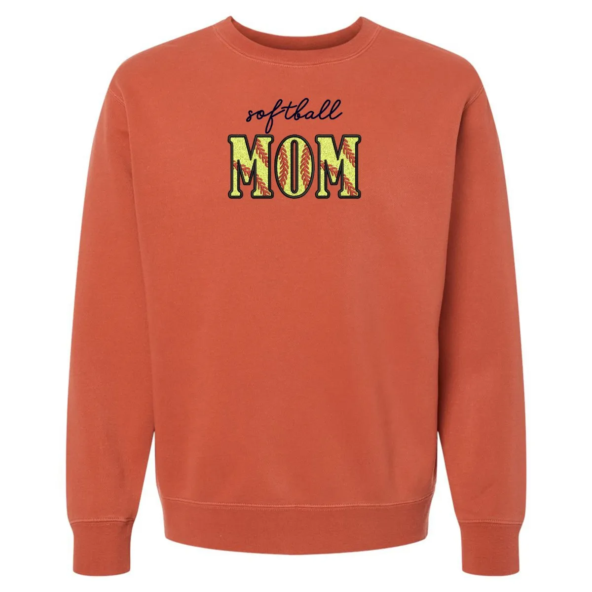 Glitter Embroidery 'Softball Mama/Mom' Cozy Crew