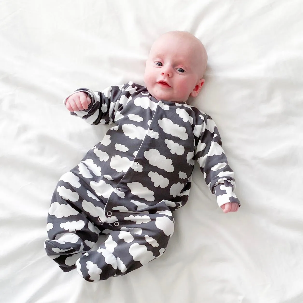 Grey cloud cotton sleepsuit