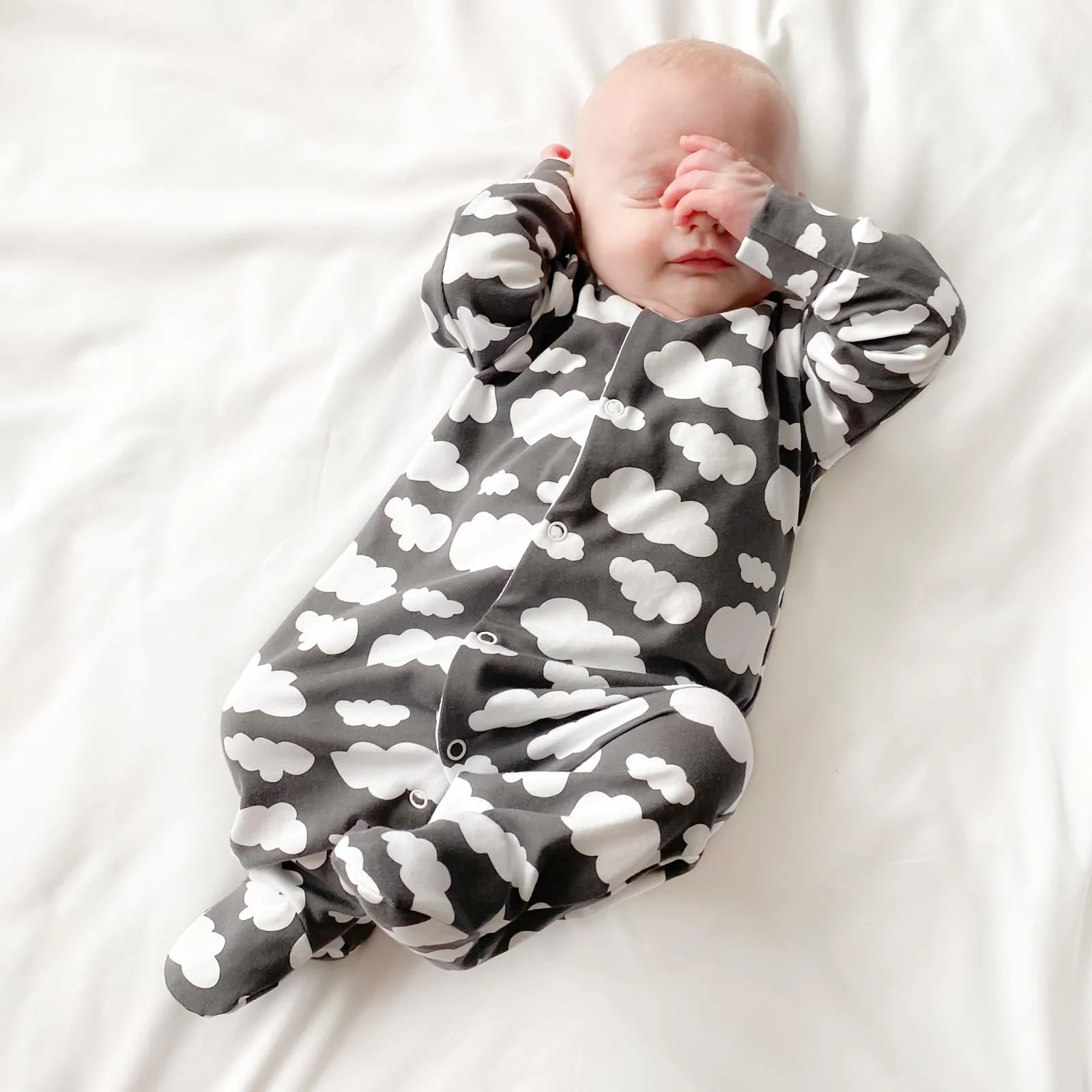 Grey cloud cotton sleepsuit