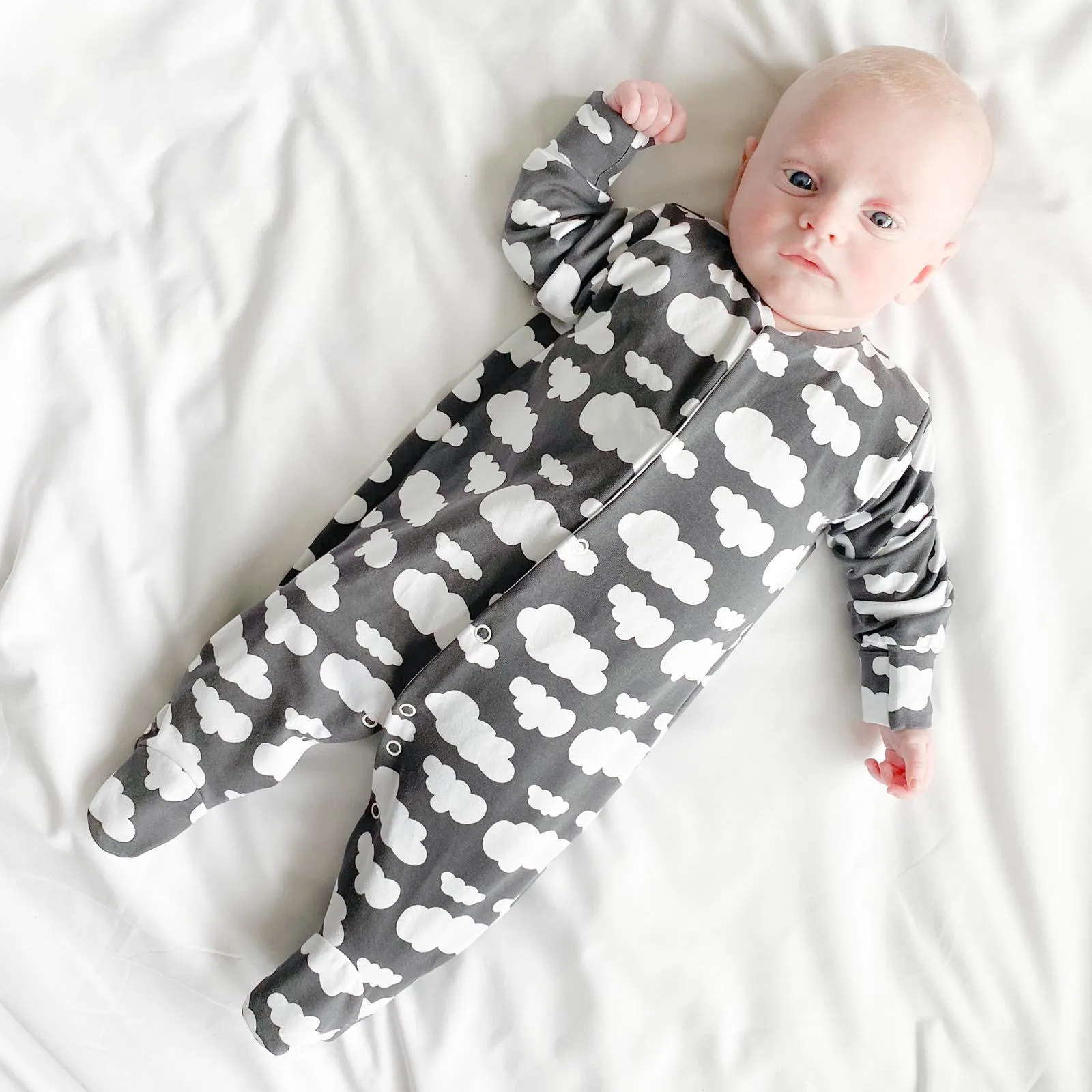 Grey cloud cotton sleepsuit