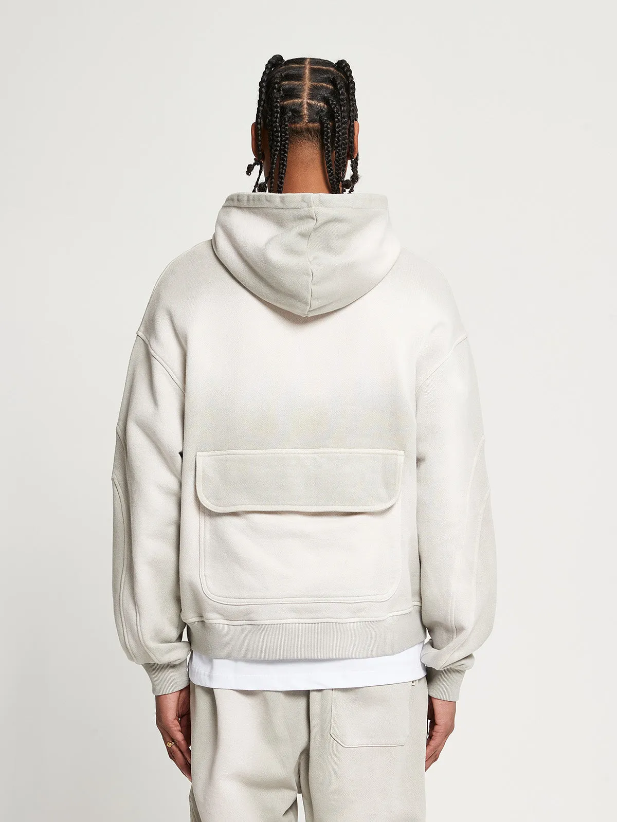 HOODIE WITH BACK POCKET - FADED CREAM