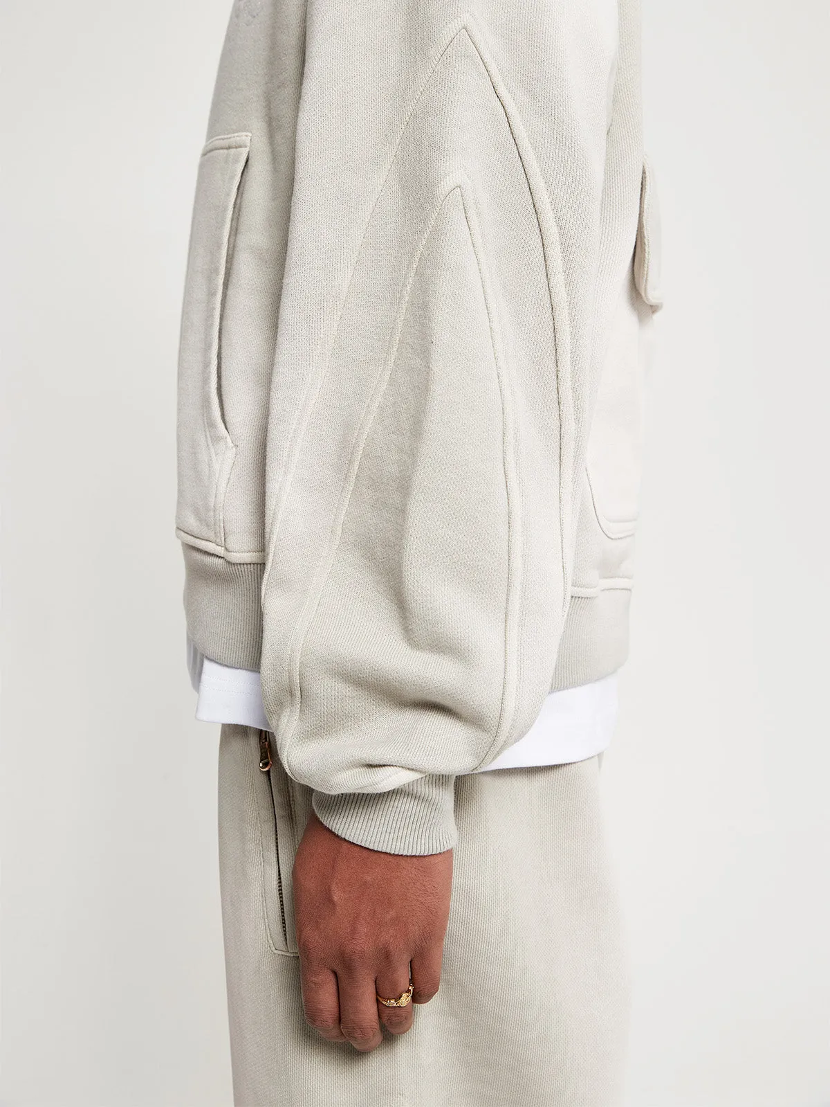 HOODIE WITH BACK POCKET - FADED CREAM