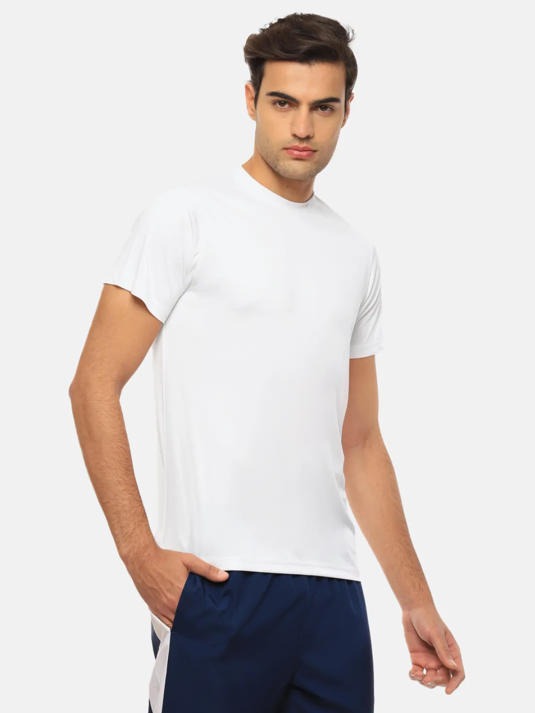 Hummel Men White B2B Round Neck Poly