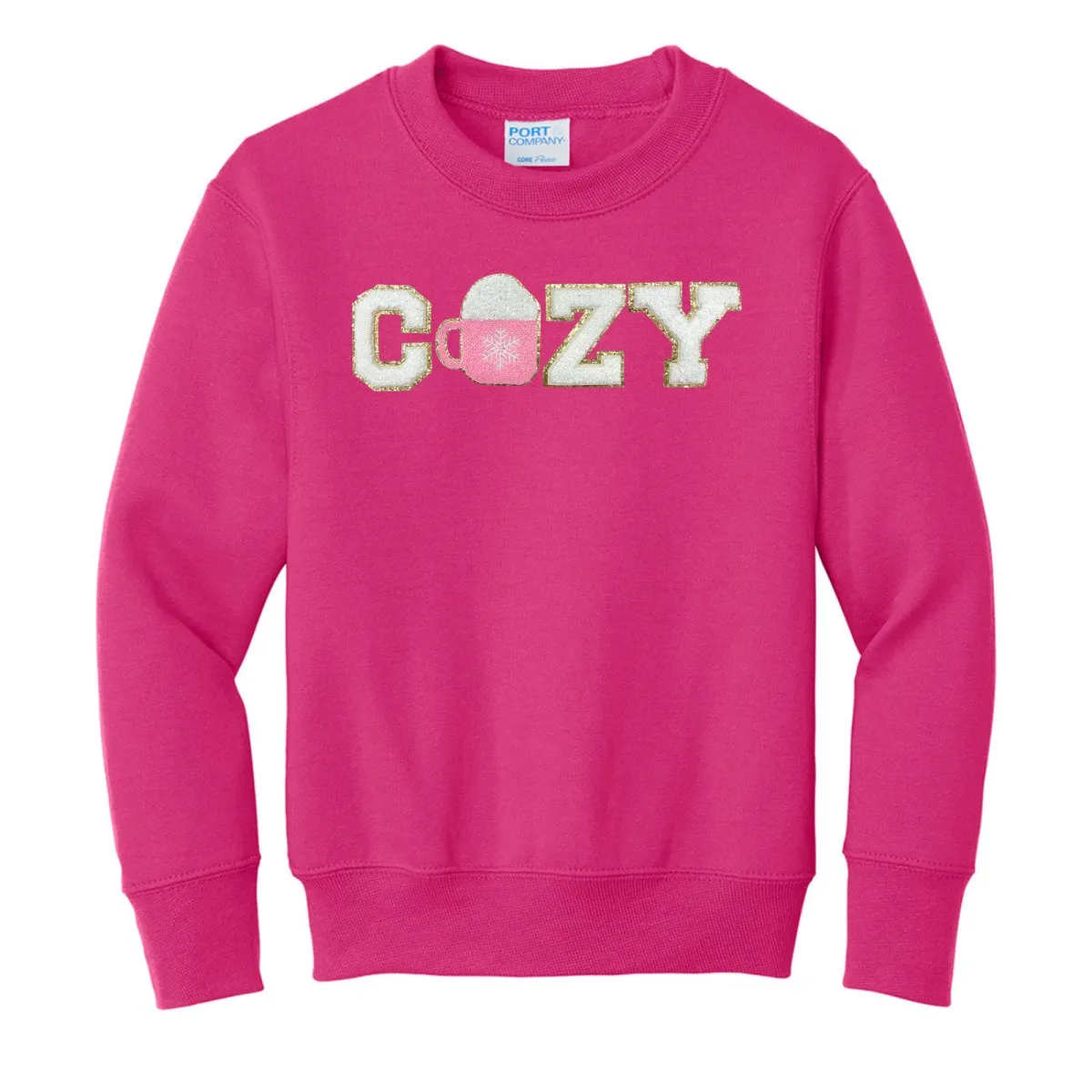 Kids 'Cozy' Letter Patch Crewneck Sweatshirt