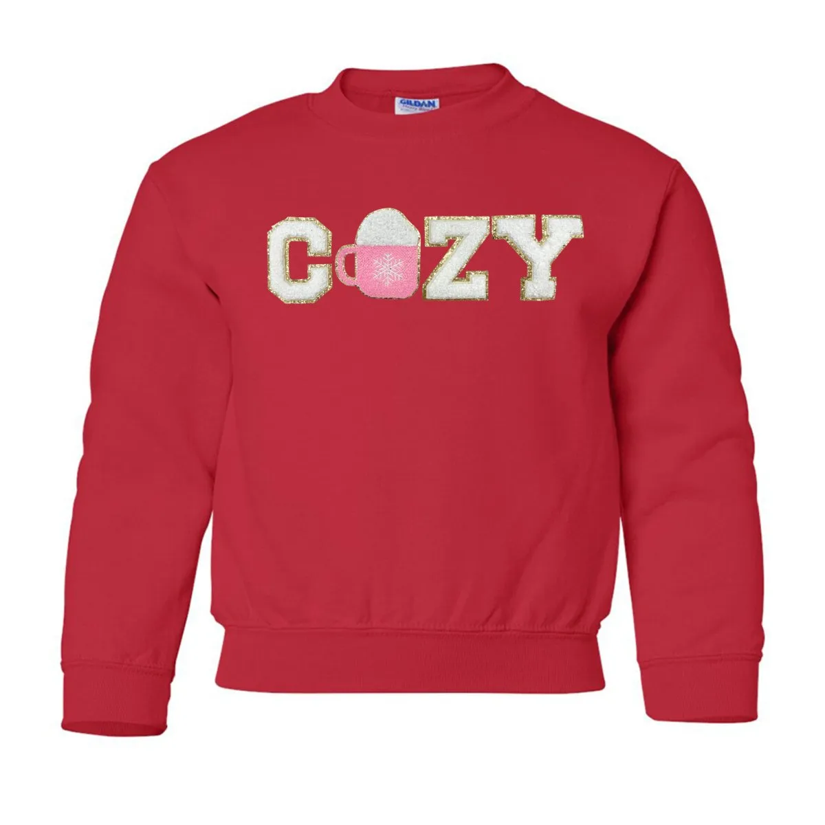 Kids 'Cozy' Letter Patch Crewneck Sweatshirt