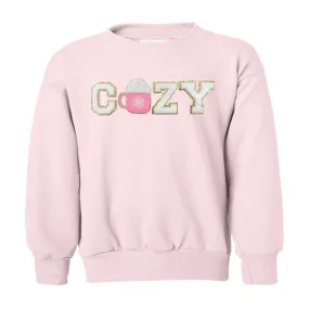 Kids 'Cozy' Letter Patch Crewneck Sweatshirt