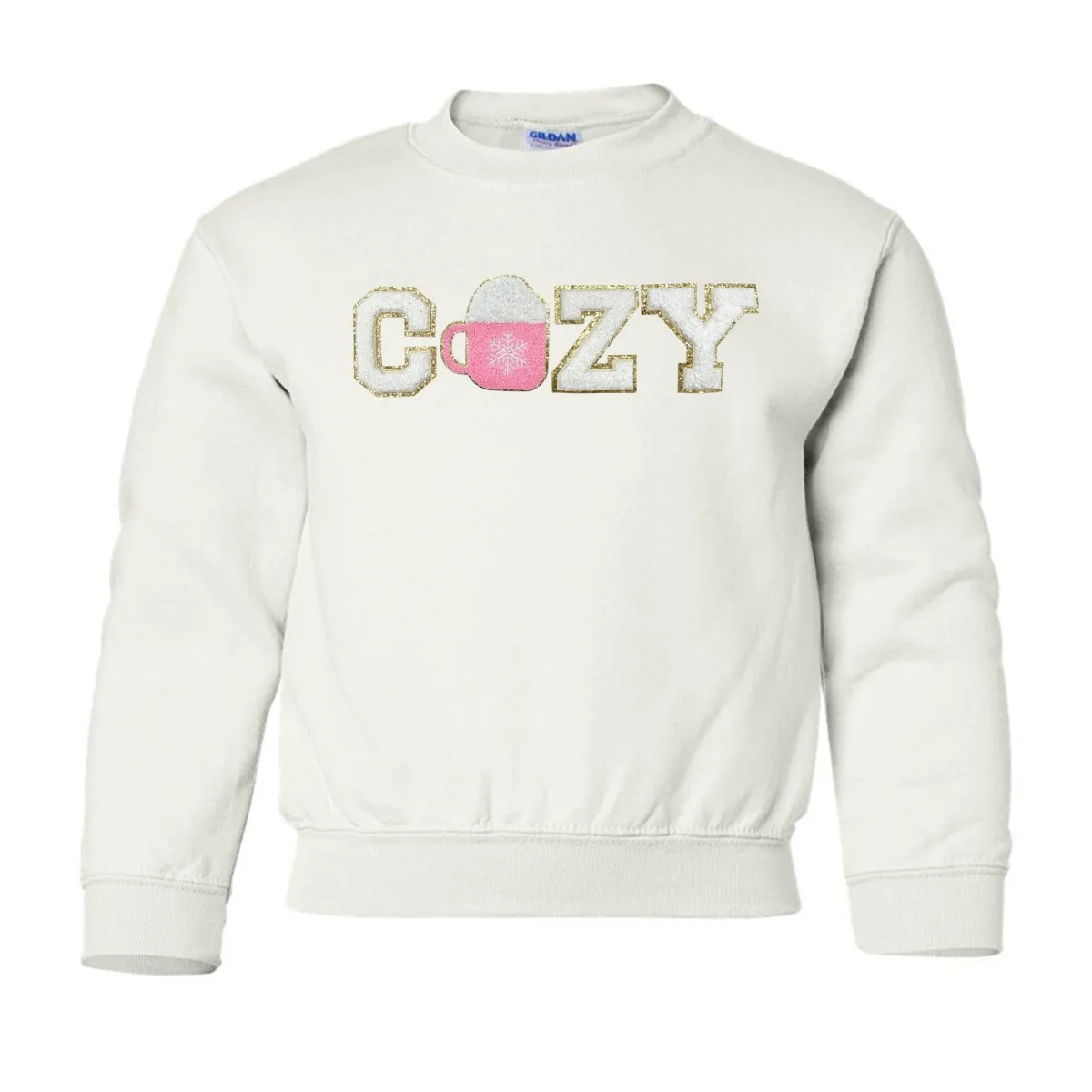 Kids 'Cozy' Letter Patch Crewneck Sweatshirt