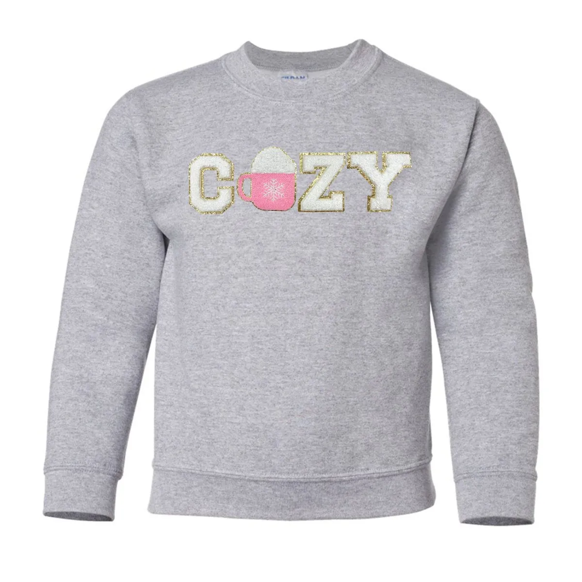 Kids 'Cozy' Letter Patch Crewneck Sweatshirt