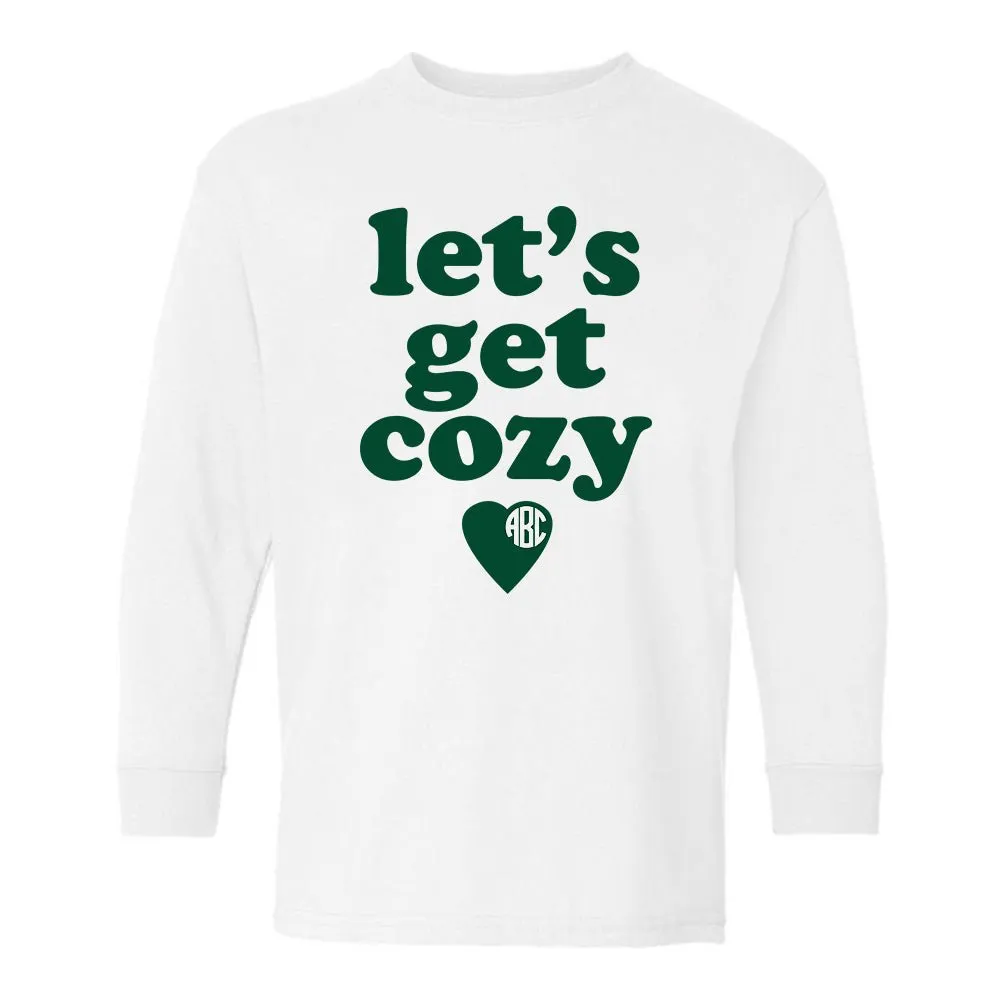 Kids Monogrammed 'Let's Get Cozy' Long Sleeve T-Shirt