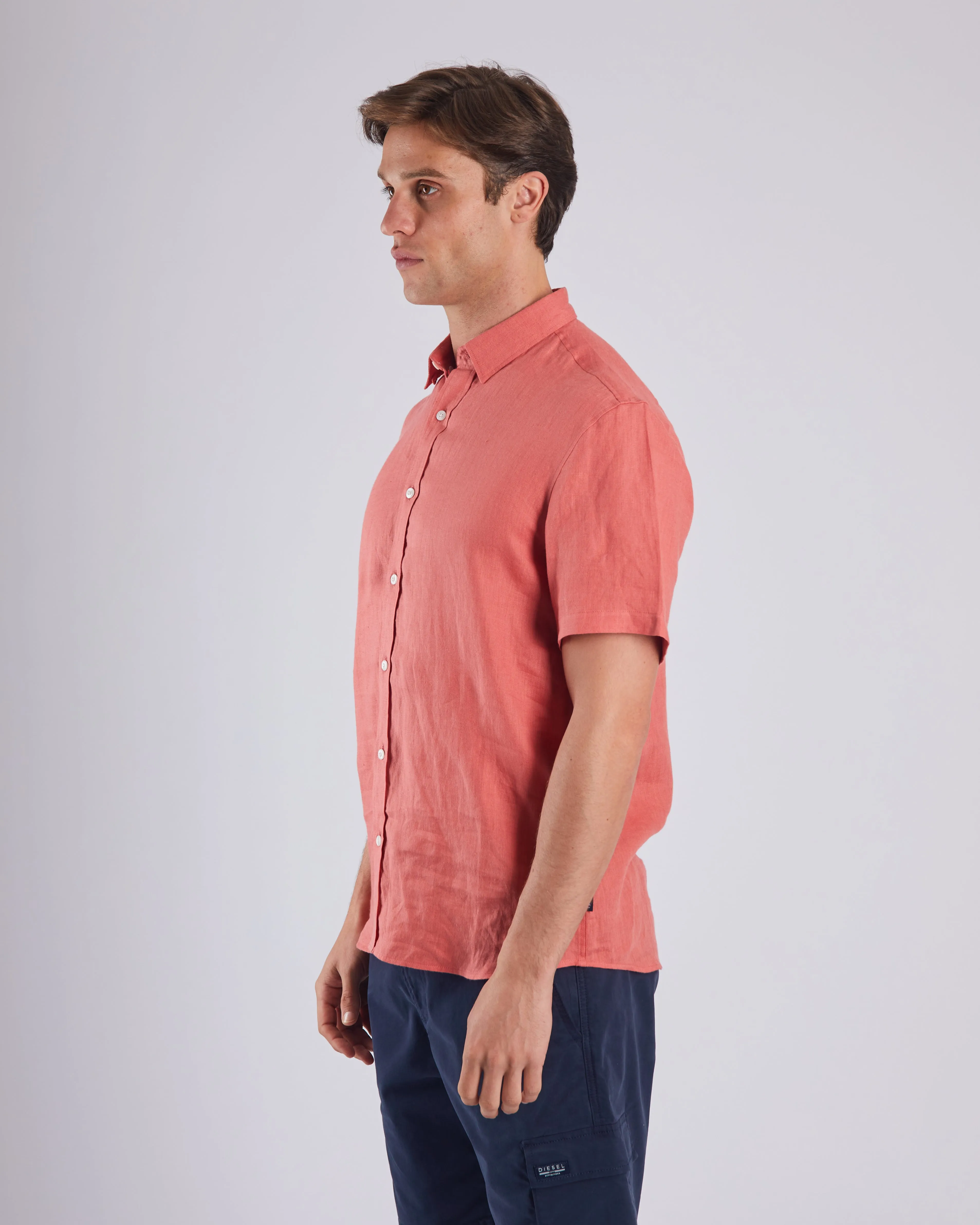 Leslie SS Linen Shirt Faded Rose