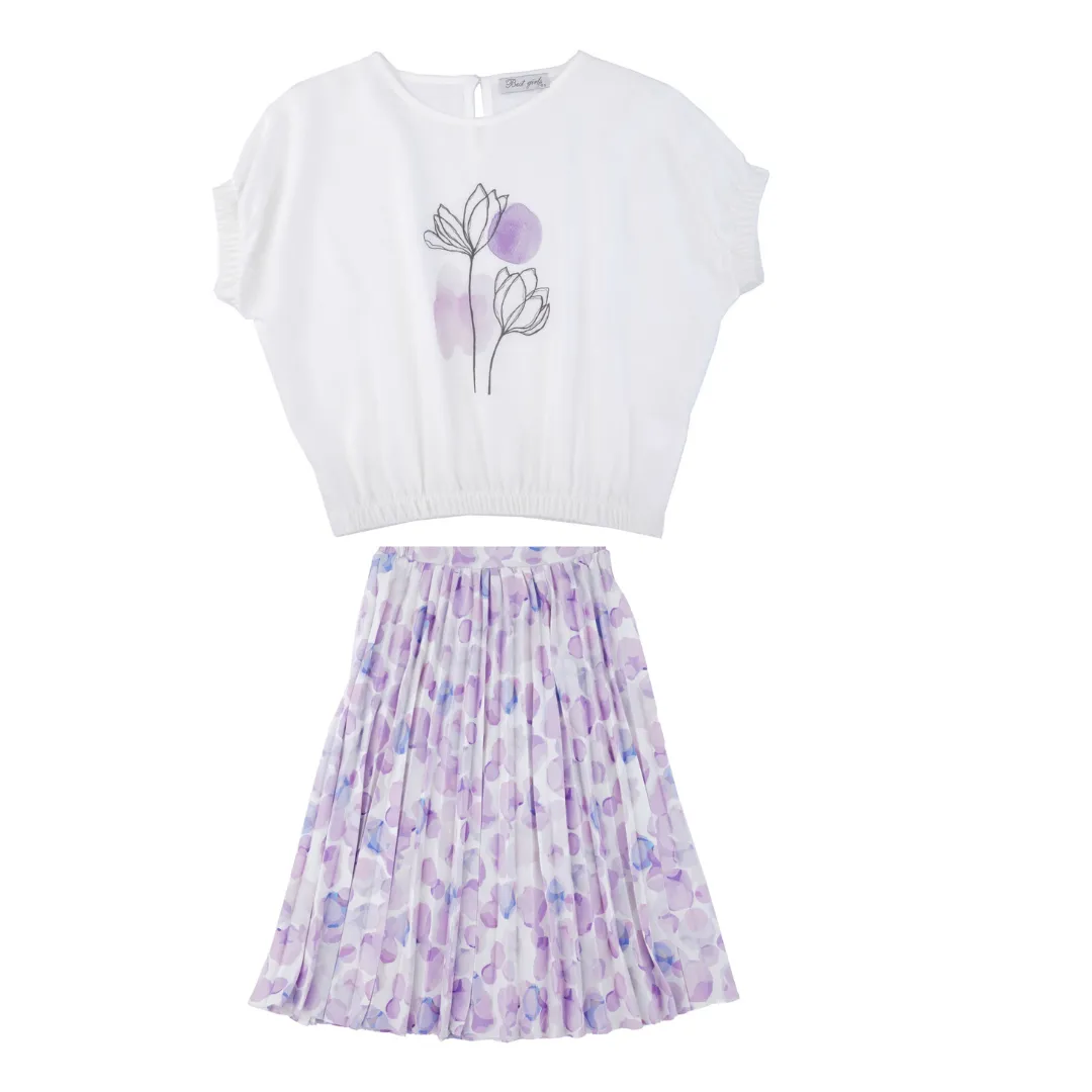 Lilac Flower Girls Casual Set