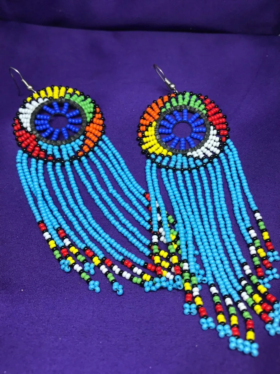 Masai Beaded Earrings in Blue