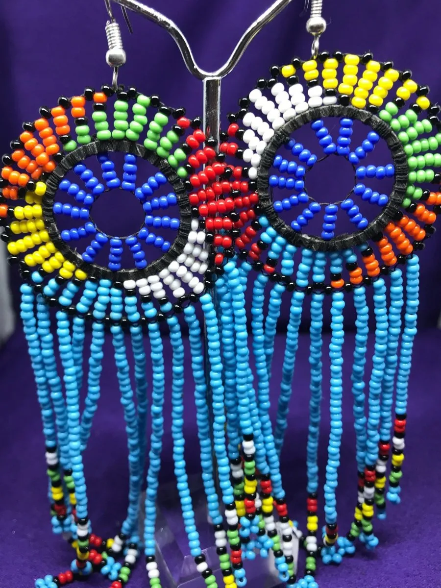 Masai Beaded Earrings in Blue