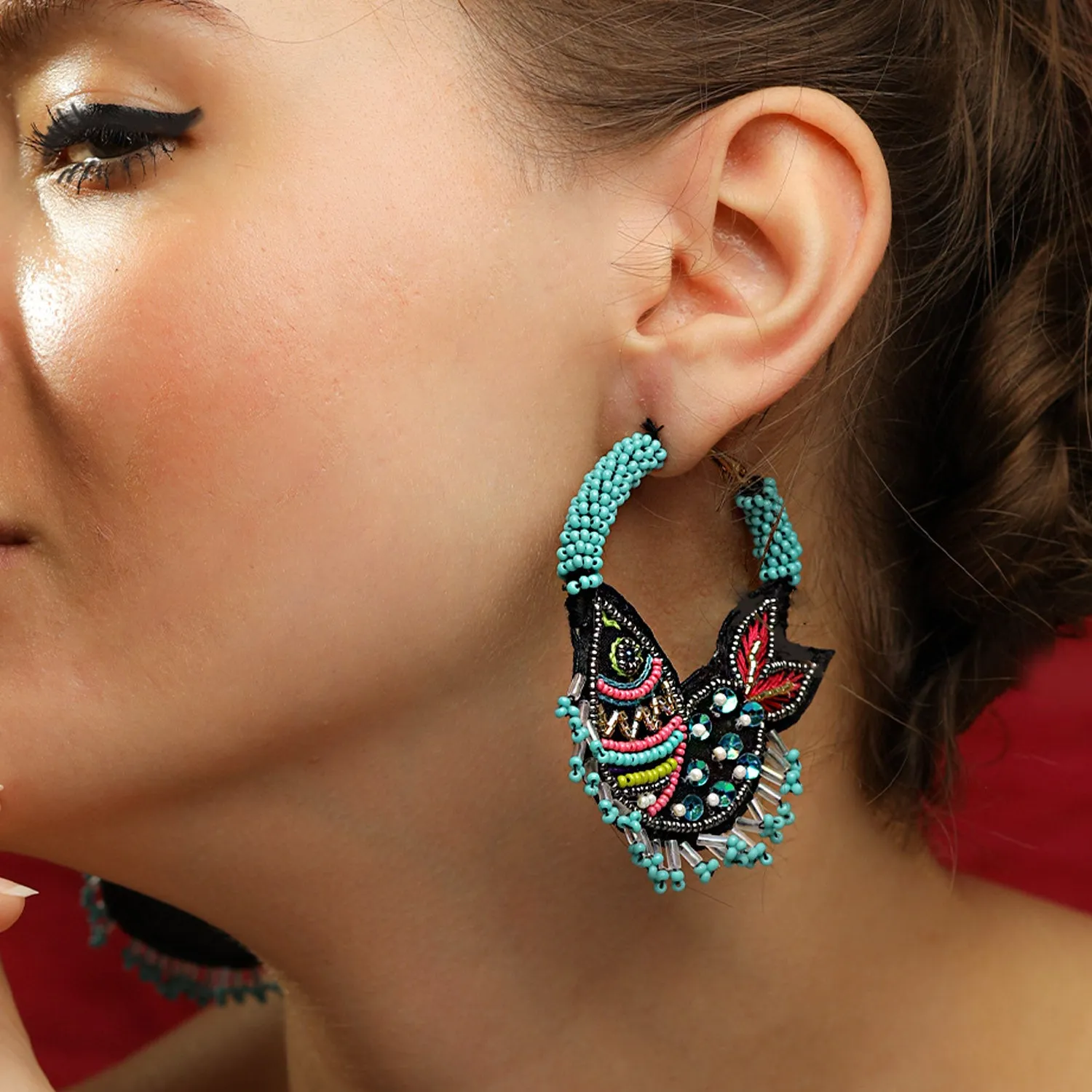 Matsya hand embroidered hoops