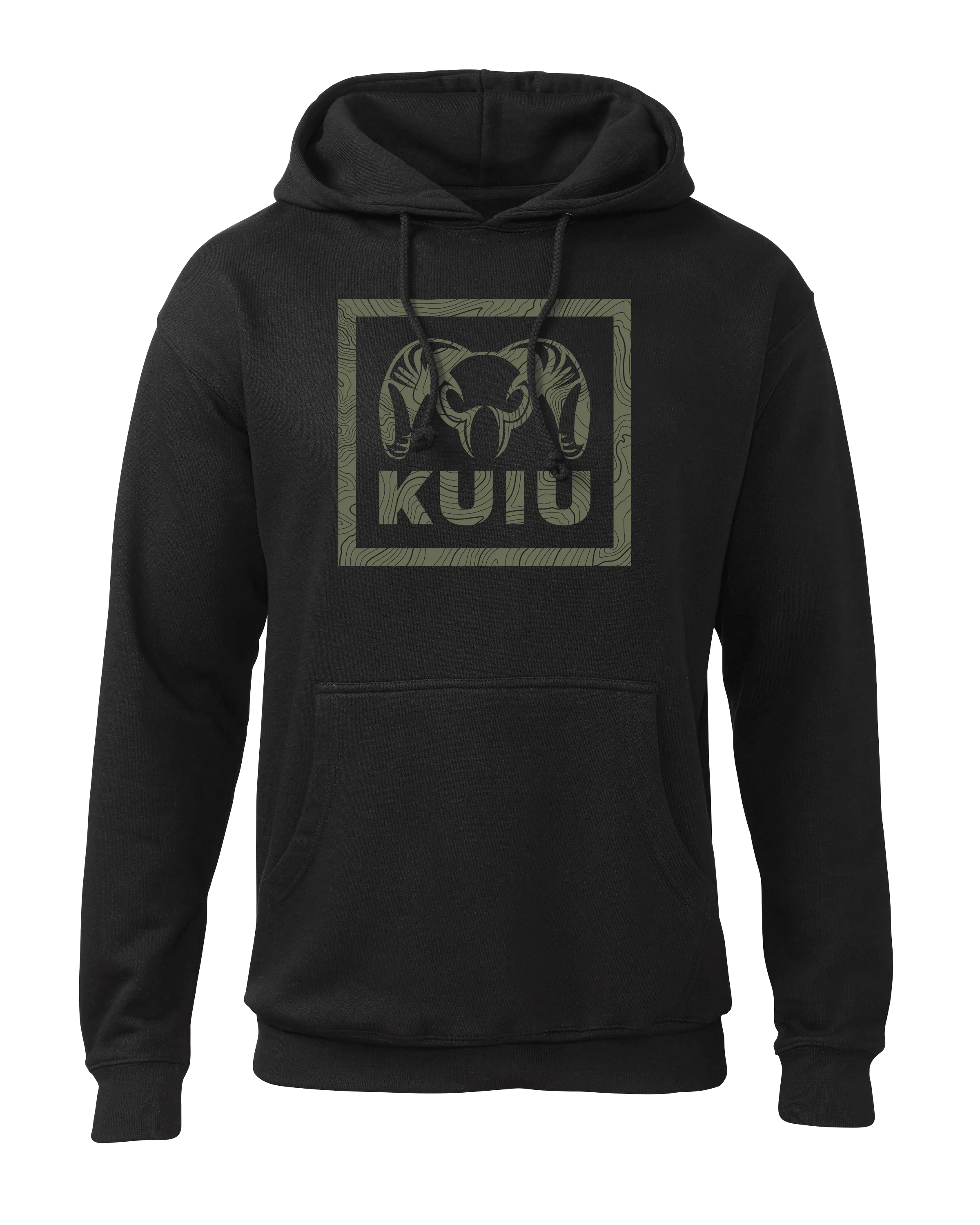 KUIU Topo Box Hoodie - Black with Graphic Print