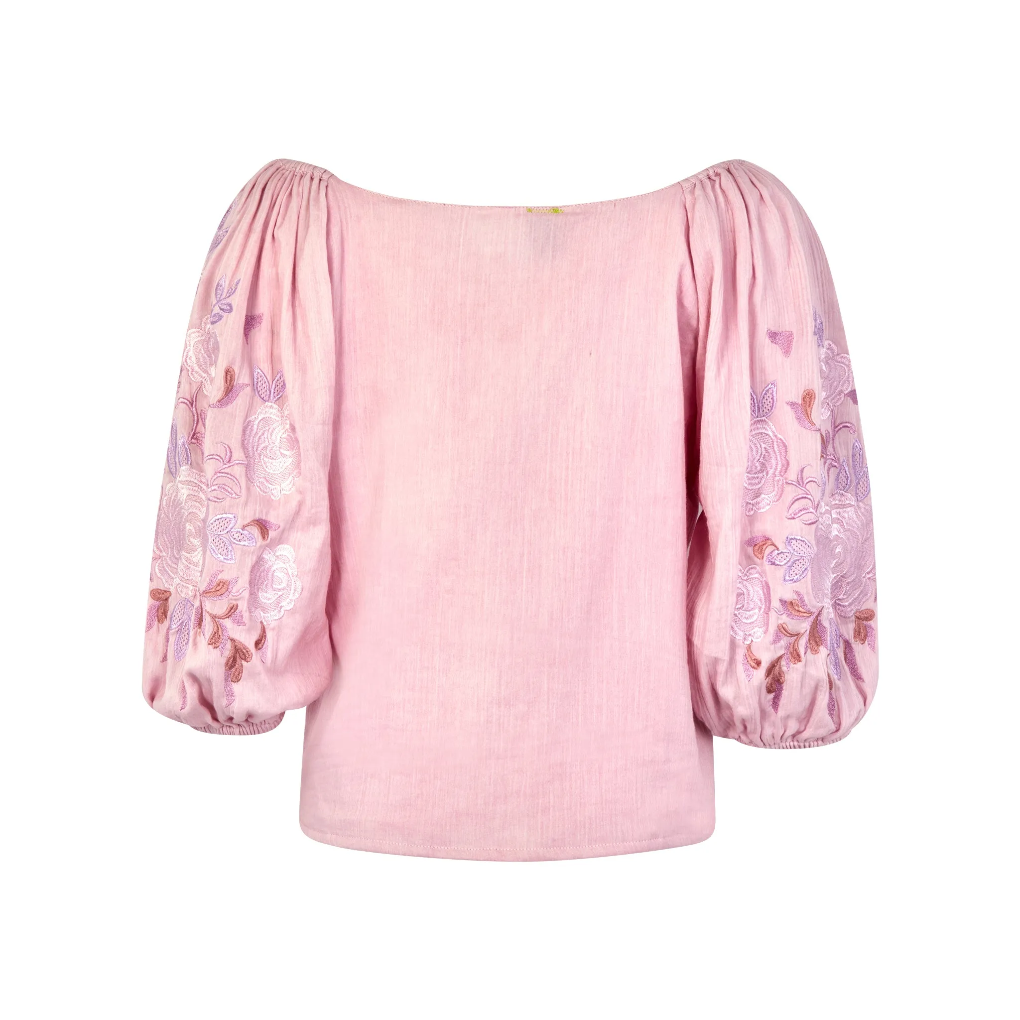 Pam Vneck embroidered blouse with custom embroidered roses