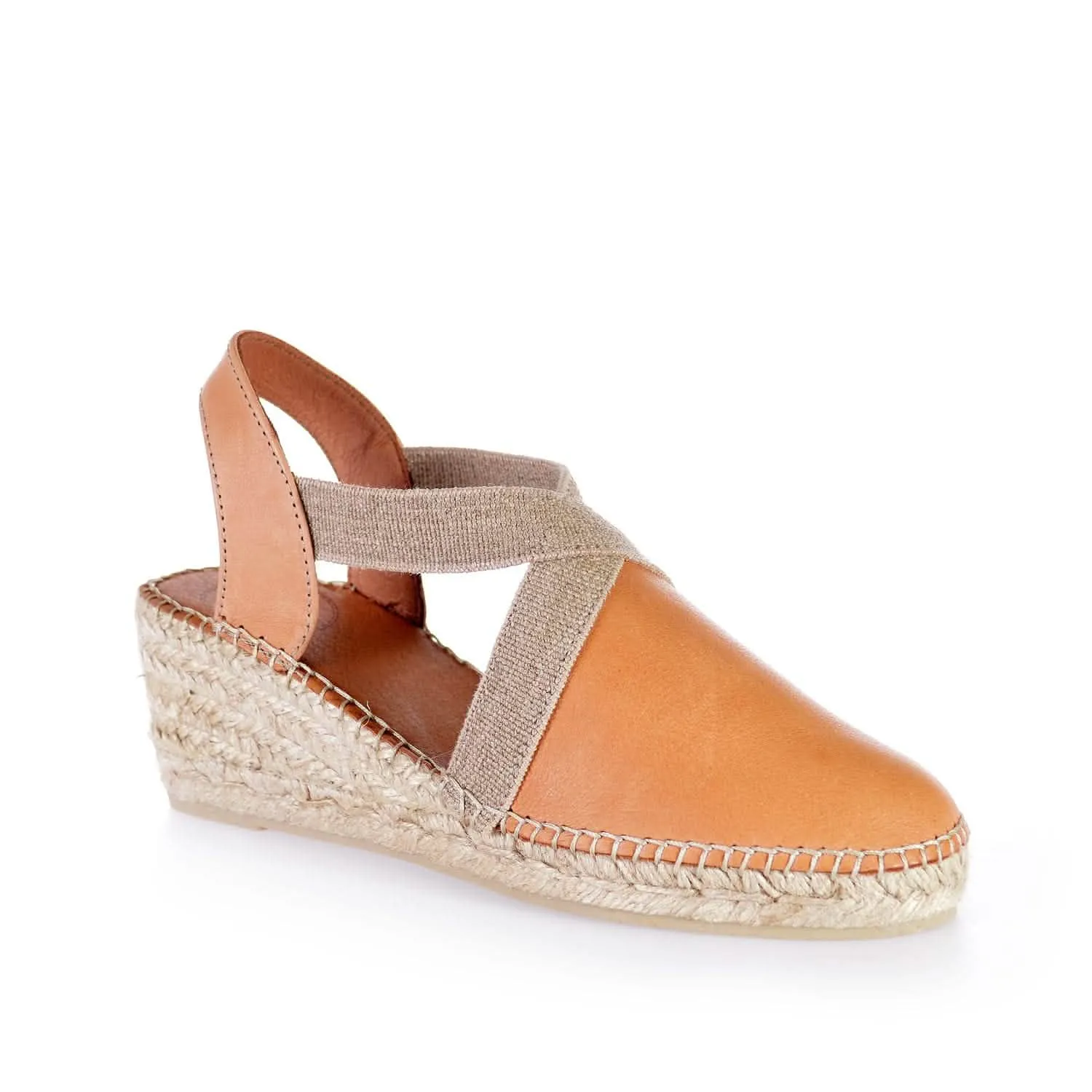 Plain Leather Wedge Espadrille for Women - Tossa