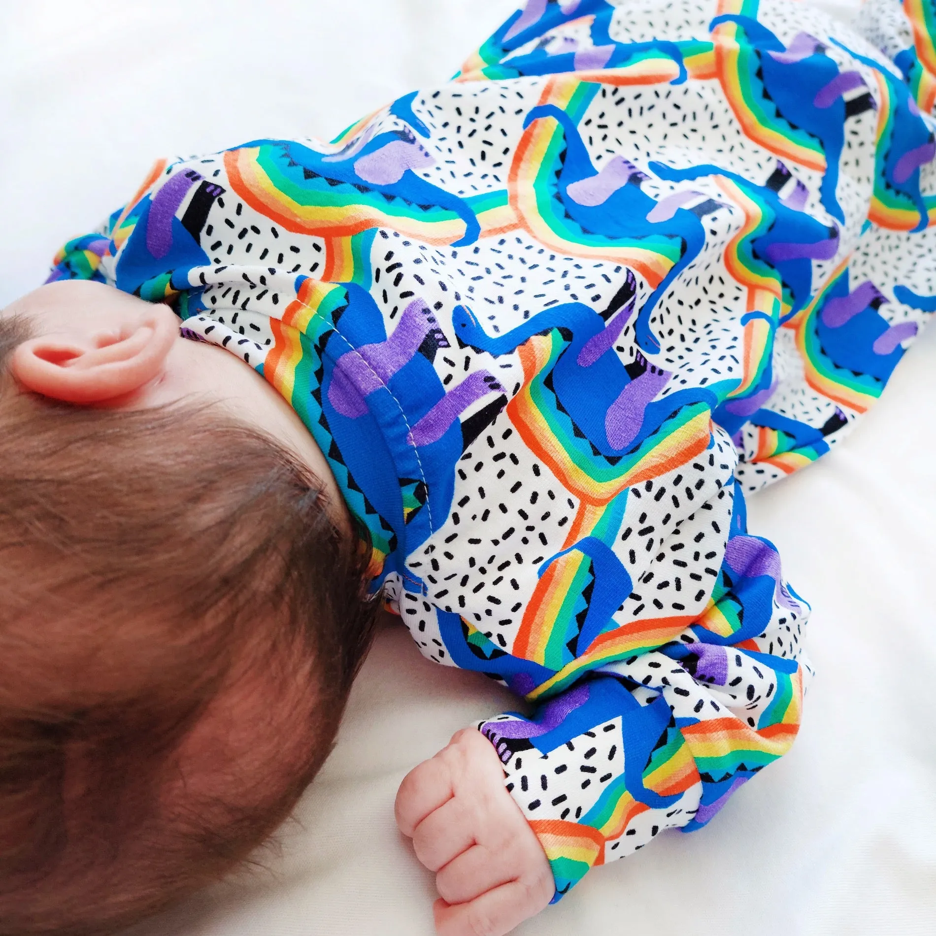 Rainbow Dino cotton sleepsuit