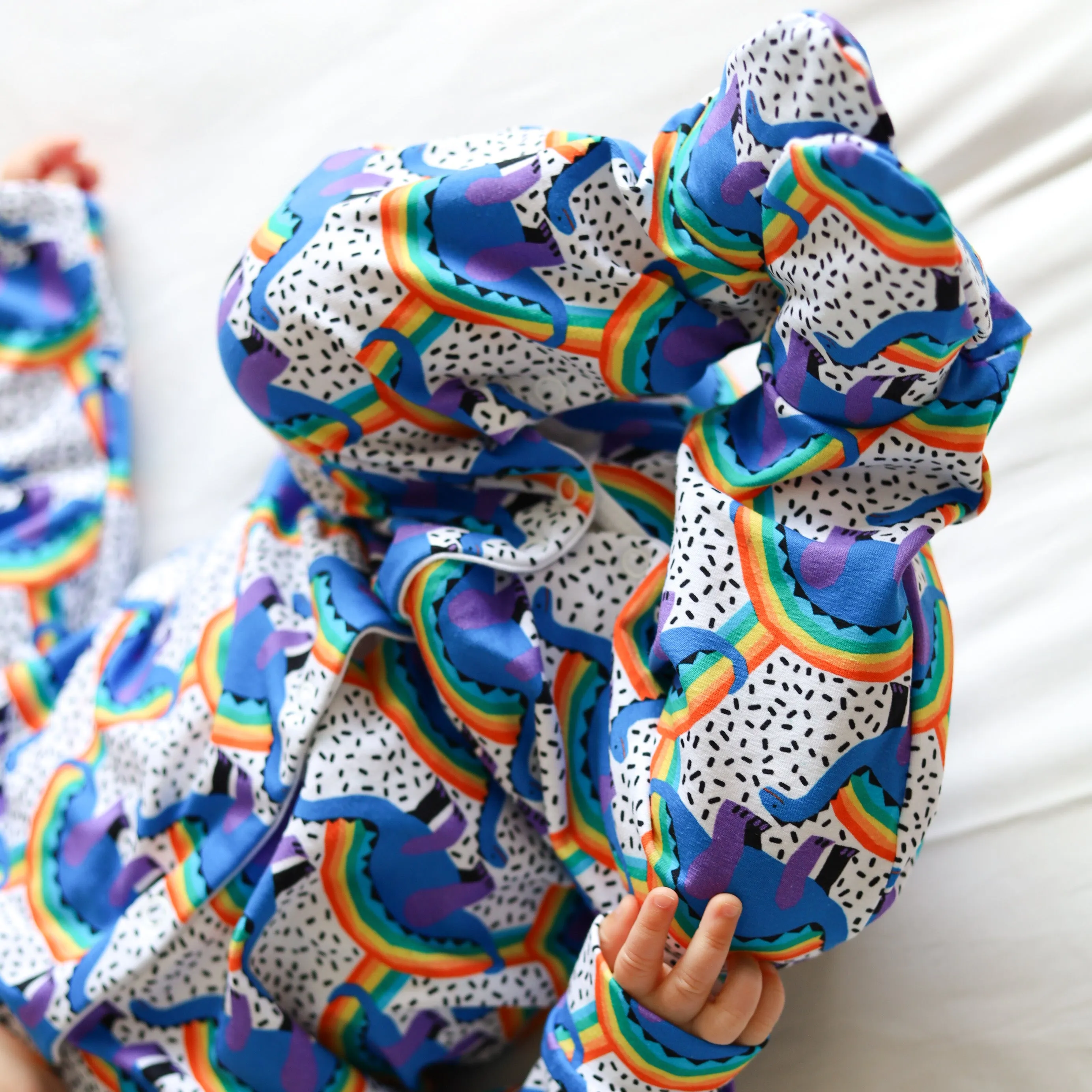 Rainbow Dino cotton sleepsuit