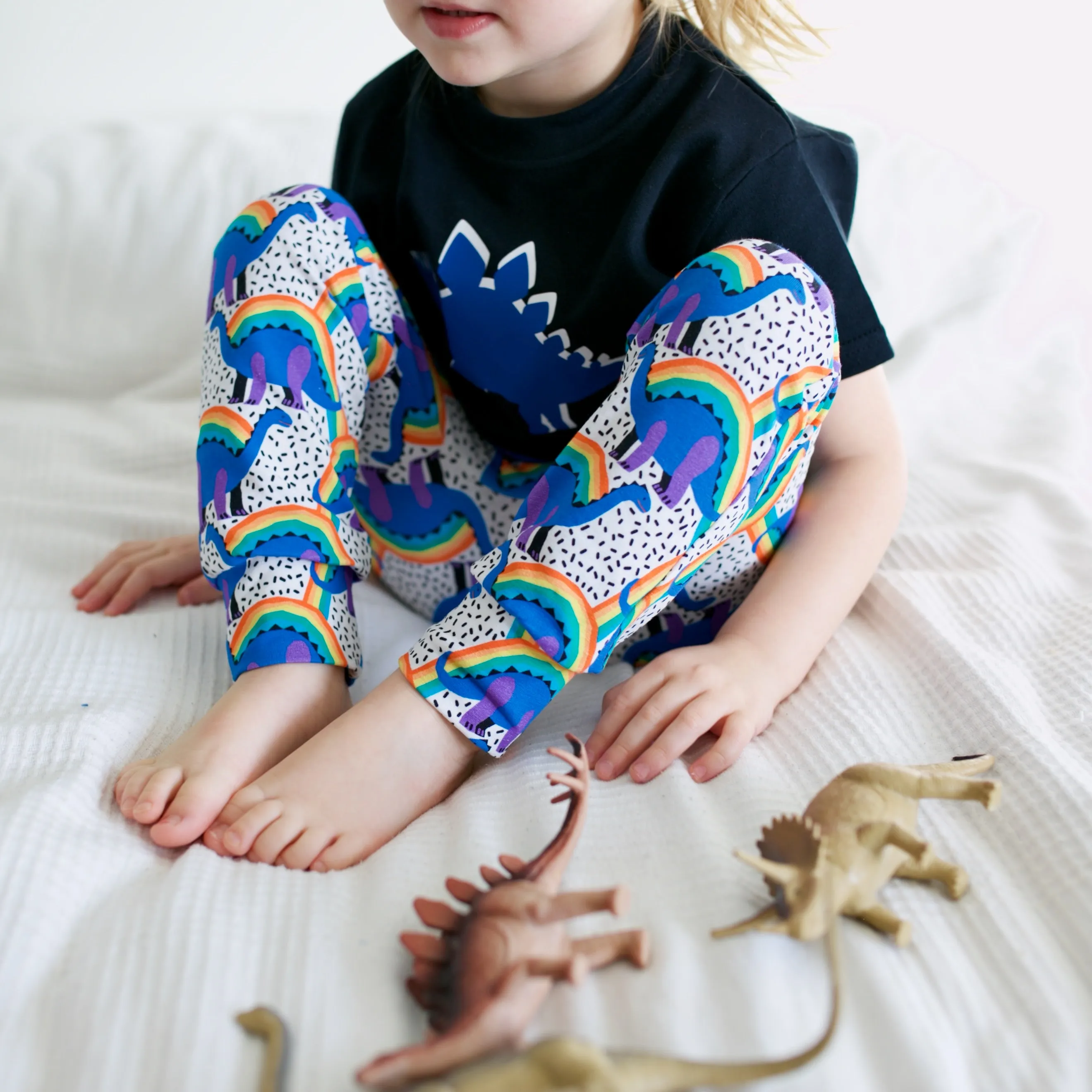 Rainbow Dino cotton sleepsuit