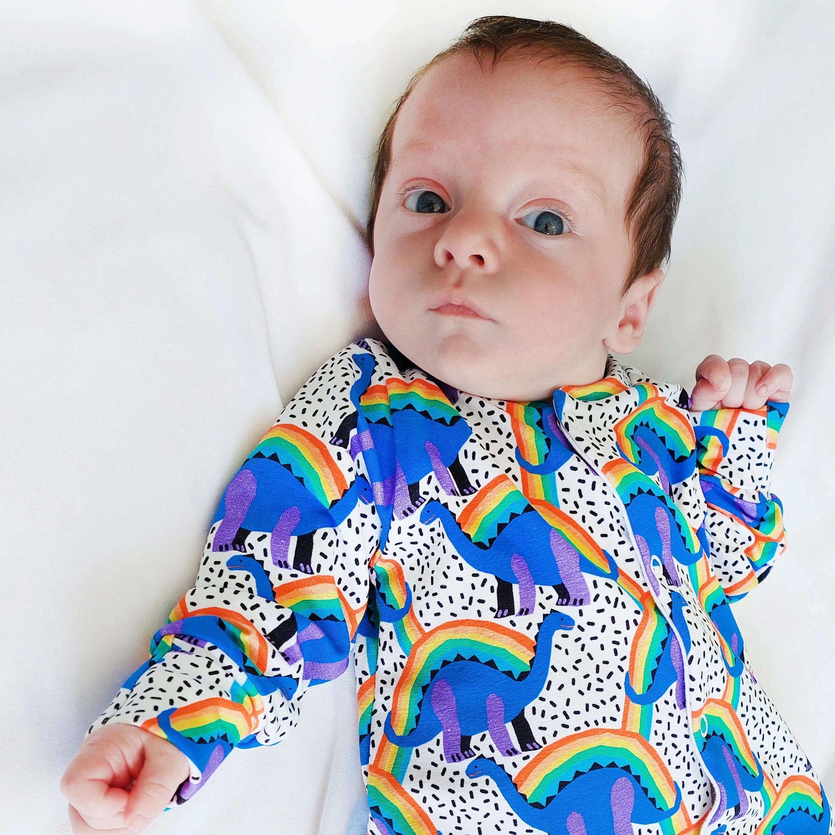 Rainbow Dino cotton sleepsuit