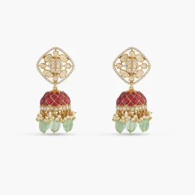 Rasika Moissanite Kempu Elegant Silver Jhumki Earrings