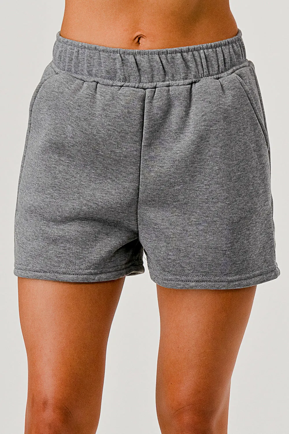 Soft Fleece Lined Cozy Sweat Shorts - Heather Gray