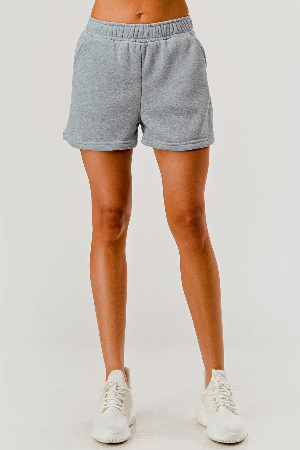 Soft Fleece Lined Cozy Sweat Shorts - Light Heather Gray