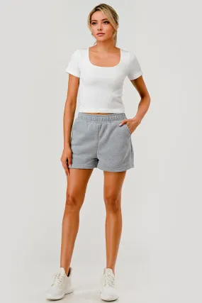 Soft Fleece Lined Cozy Sweat Shorts - Light Heather Gray