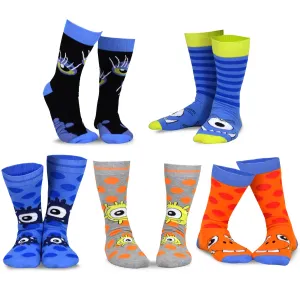 TeeHee Socks Women's Novelty Cotton Crew Monsters B 5-Pack (12087)