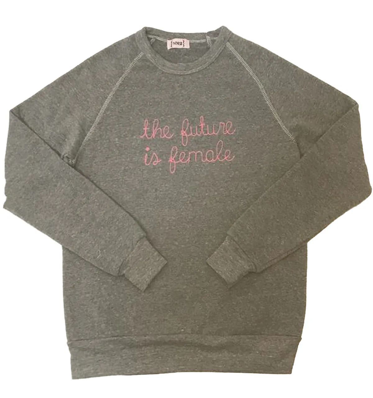 The Future is Female Unisex  Sweatshirt  Heather Grey with Pink Embroidery