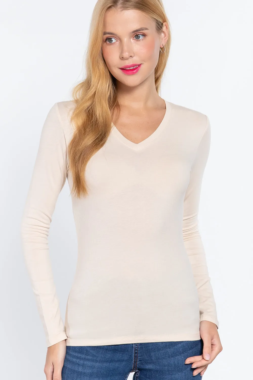 Vneck Cotton Jersey Top