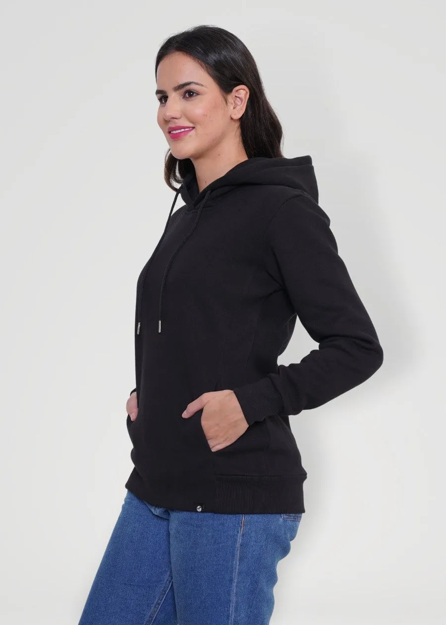 Women Fleece Hoodie Sweatshirt | Black | Pronk