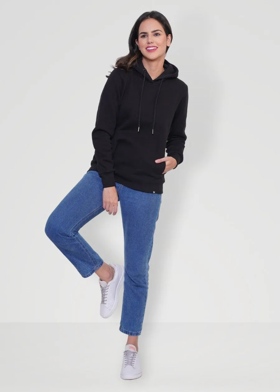 Women Fleece Hoodie Sweatshirt | Black | Pronk