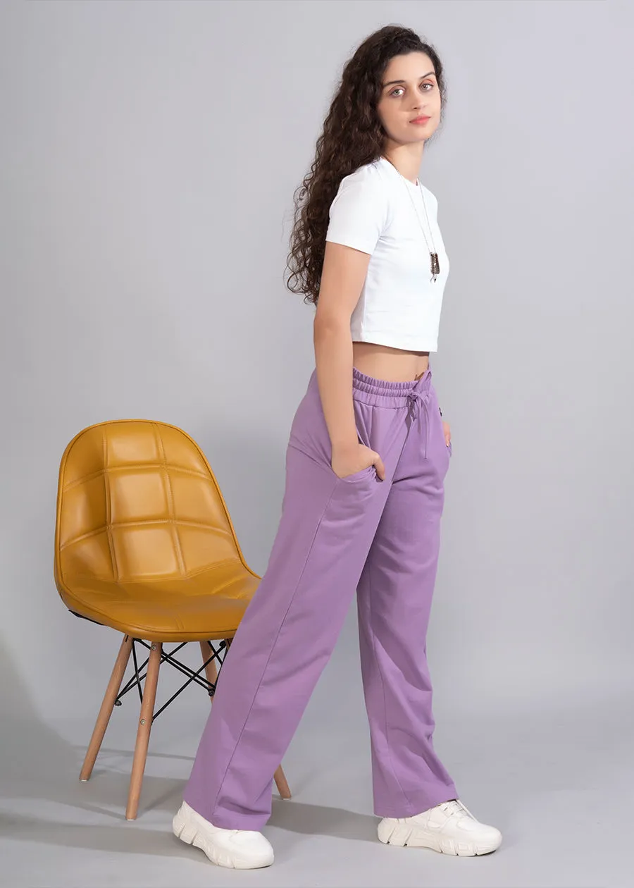 Women Premium Terry Wide Pants - Lilac