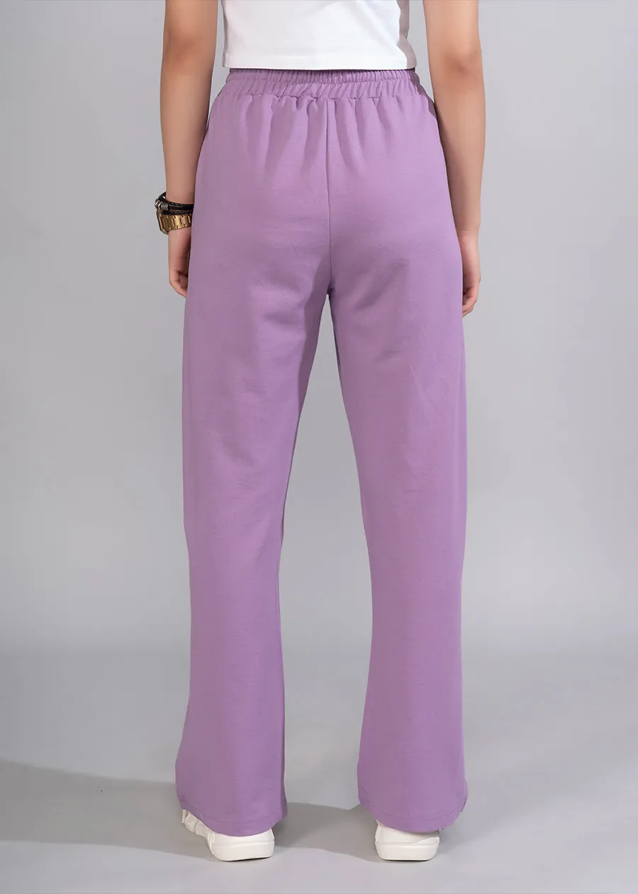 Women Premium Terry Wide Pants - Lilac