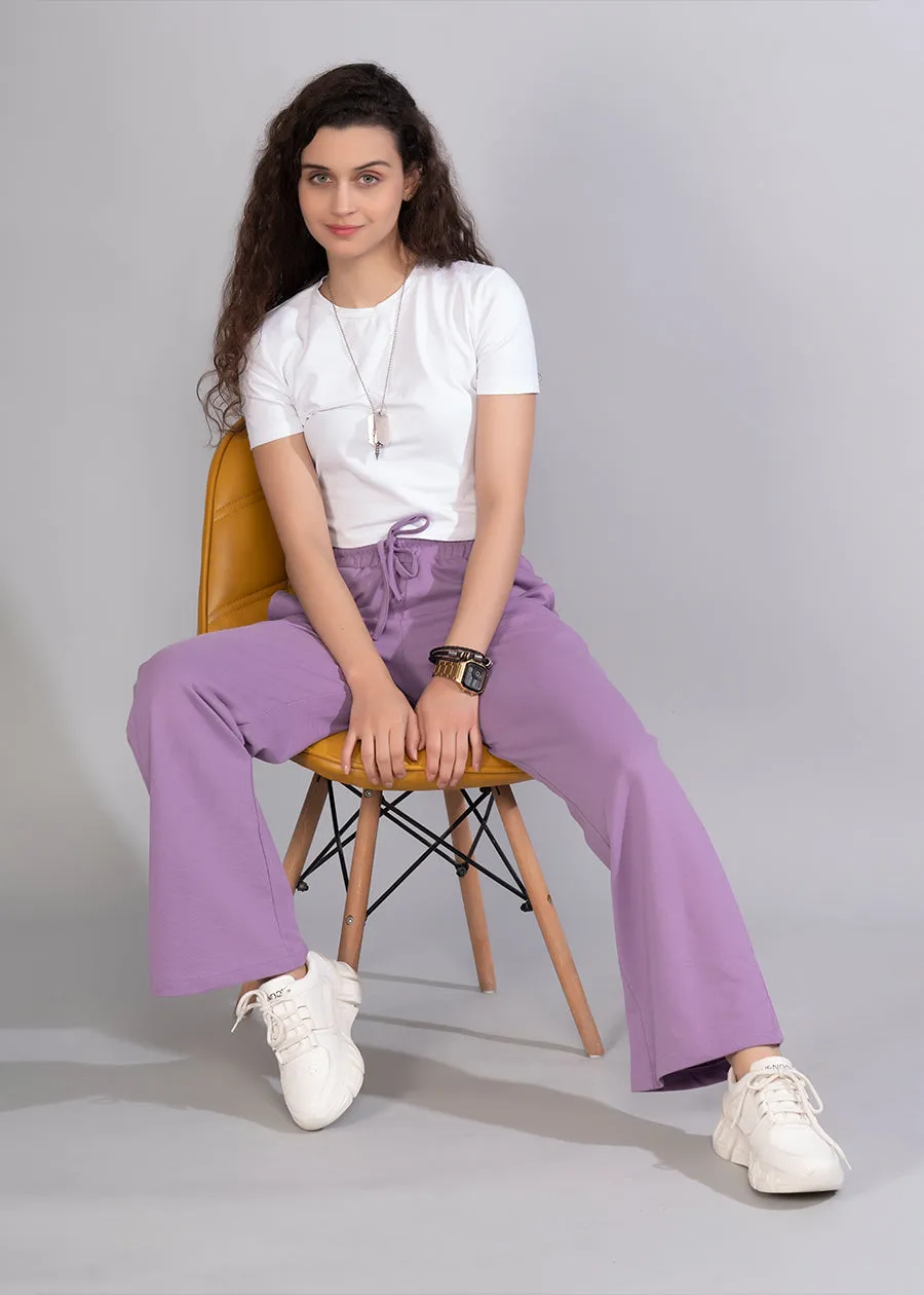 Women Premium Terry Wide Pants - Lilac